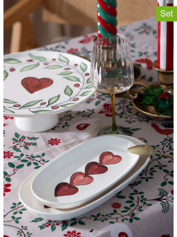 Hermia 2-delige set: serveerschalen wit/rood - (L)26 x (B)14 cm