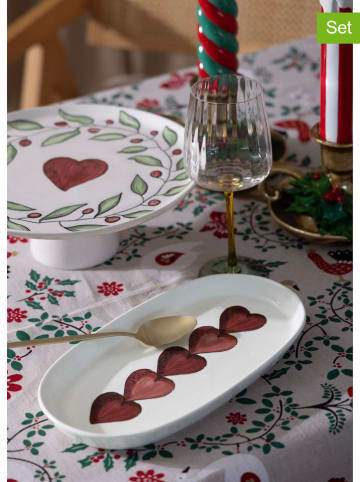 Hermia 2-delige set: serveerschalen wit/rood - (L)29 x (B)17 cm