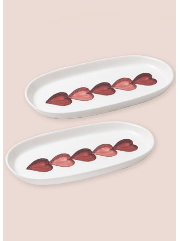 Hermia 2-delige set: serveerschalen wit/rood - (L)29 x (B)17 cm