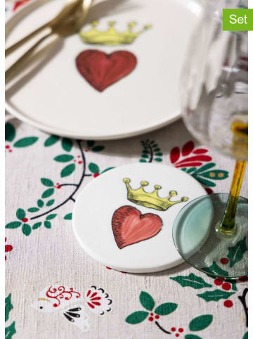 Hermia Podstawki (4 szt.) w kolorze biało-czerwonym - Ø 10 cm