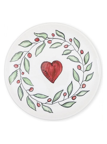 Hermia 6-delige set: dinerborden wit/groen/rood - Ø 26 cm