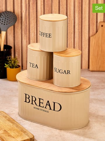 Hermia 4-delige set: voorraadpotten beige/lichtbruin