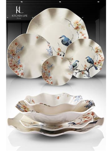 Hermia 24-delig combiservies wit/blauw/lichtroze