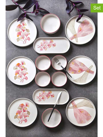 Hermia 14-częściowy zestaw śniadaniowy w kolorze biało-czerwonym