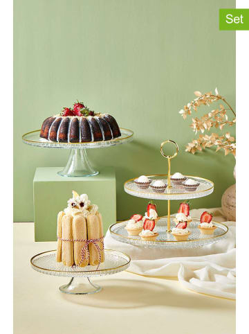 Hermia 3tlg. Kuchen-Servierset in Transparent/ Gold