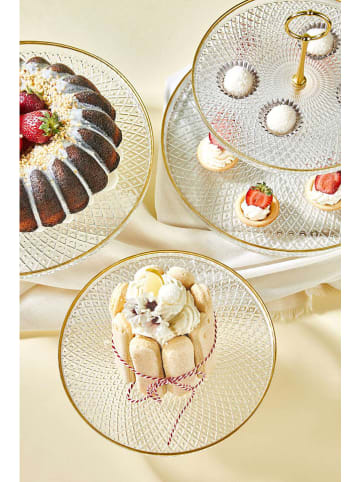 Hermia 3tlg. Kuchen-Servierset in Transparent/ Gold