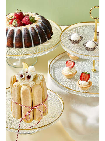 Hermia 3-delige taartserveerset transparant/goudkleurig