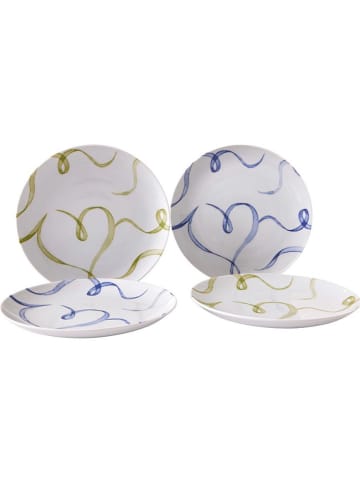 Hermia 4er-Set: Dessertteller in Weiß/ Blau/ Grün - Ø 21 cm