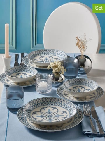 Hermia 24-delig combiservies wit/blauw