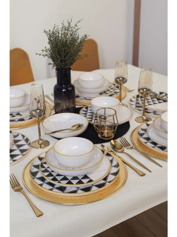 Hermia 24tlg. Kombiservice in Schwarz/ Weiß/ Gold