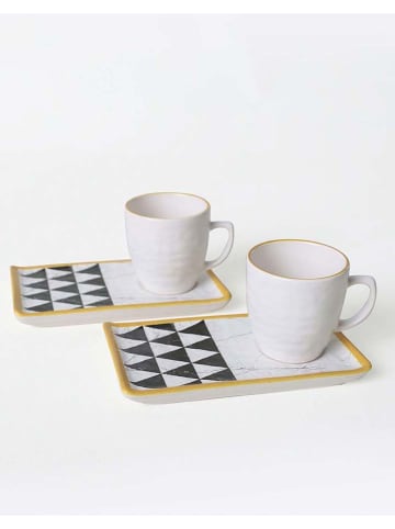 Hermia 2-delige set: koffiekoppen wit/zwart - 100 ml