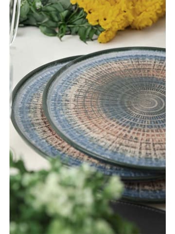 Hermia 6er-Set: Platzteller in Blau/ Braun - Ø 28 cm