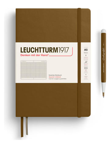 LEUCHTTURM1917 Kariertes Notizbuch in Braun - A5