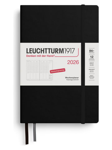 LEUCHTTURM1917 Wochenplaner 2026 in Schwarz - B6+