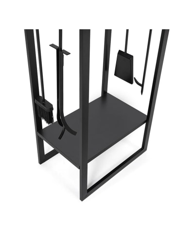 IDOMYA Essentials Stojak w kolorze czarnym na drewno opałowe - 45 x 170 x 30 cm