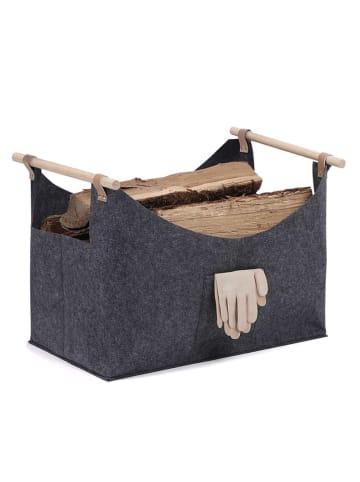 IDOMYA Essentials Kaminholz-Korb in Grau - (B)55 x (H)40 x (T)32 cm