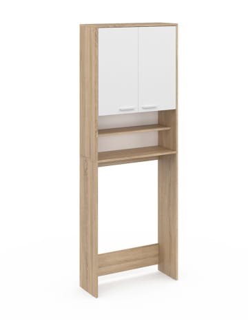 IDOMYA Essentials Waschmaschinenregal in Hellbraun/ Weiß - (B)65 x (H)180 x (T)24 cm