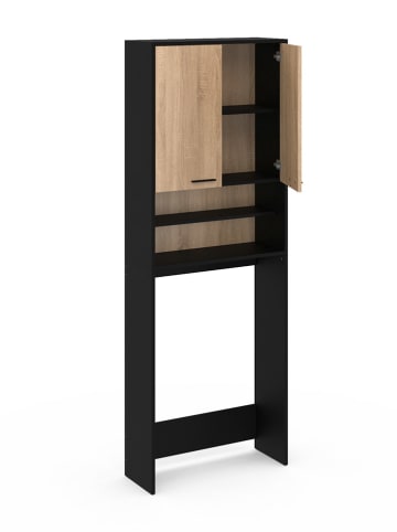 IDOMYA Essentials Wasmachinekast lichtbruin/zwart - (B)65 x (H)180 x (D)24 cm