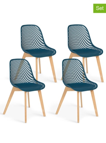 IDOMYA Factory Krzesła (4 szt.) w kolorze niebiesko-jasnobrązowym - 56 x 86 x 46 cm