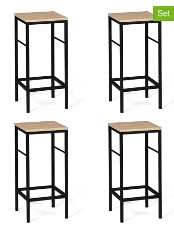 IDOMYA Factory 4-delige set: barkrukken "Memphis" lichtbruin/zwart - (B)32 x (H)67 x (D)32 cm