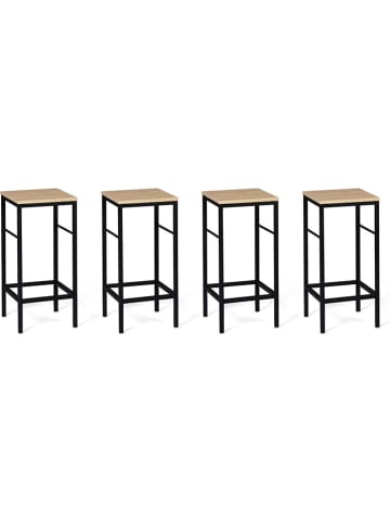 IDOMYA Factory 4-delige set: barkrukken "Memphis" lichtbruin/zwart - (B)32 x (H)67 x (D)32 cm