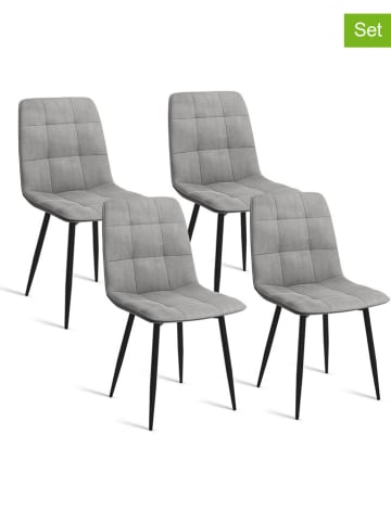 IDOMYA Factory 4-delige set: eetkamerstoelen "Linda" grijs/zwart - (B)55 x (H)88 x (D)46 cm