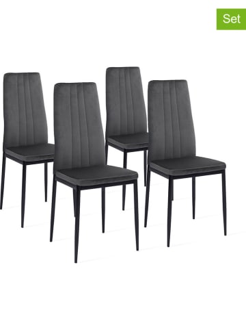 IDOMYA Factory 4er-Set: Stühle "Jade" in Anthrazit/ Schwarz - (B)41,5 x (H)96 x (T)39 cm