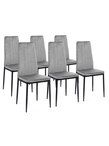 IDOMYA Factory 6-delige set: stoelen "Jade" lichtgrijs/zwart - (B)39 x (H)96 x (D)41,5 cm
