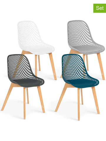 IDOMYA Factory 4er- Set: Stühle in Anthrazit/ Weiß/ Blau/ Grau - (B)46 x (H)86 x (T)56 cm
