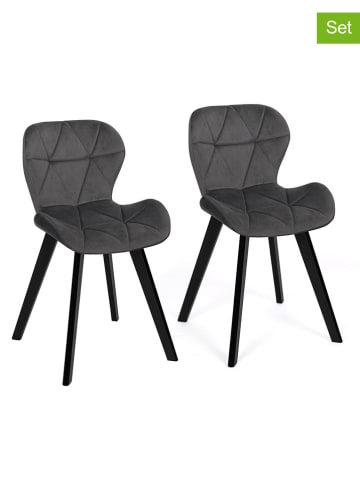 IDOMYA Factory 2-delige set: eetkamerstoelen "Daisy" grijs - (B)50 x (H)79 x (D)47,5 cm