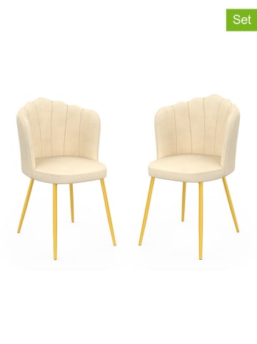 IDOMYA Factory 2er-Set: Esszimmerstühle "Arielle" in Creme - (B)55 x (H)82 x (T)51 cm