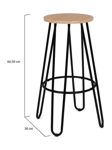 IDOMYA Factory 4er-Set: Barhocker "Missouri" in Hellbraun/ Schwarz - (B)30 x (H)66,5 x (T)30 cm