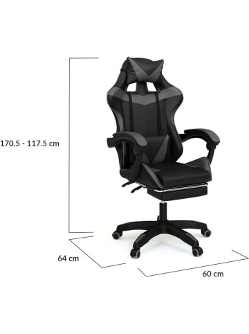 IDOMYA Factory Krzesło biurowe w kolorze czarno-szarym - 62 x 114 x 63 cm