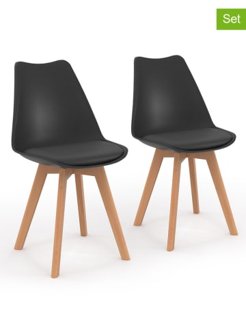 IDOMYA Factory 2-delige set: eetkamerstoelen "Nordia" zwart - (B)46 x (H)79,5 x (D)51 cm