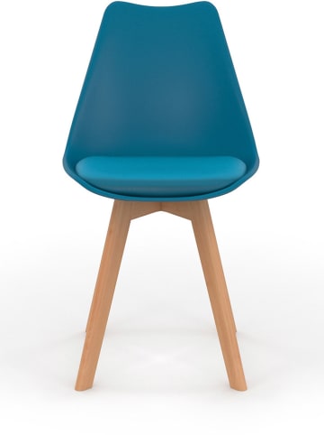 IDOMYA Factory 4er-Set: Stühle "Nordia" in Blau/ Hellbraun - (B)51 x (H)79,5 x (T)46 cm