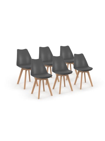 IDOMYA Factory 6-delige set: eetkamerstoelen "Nordia" grijs - (B)46 x (H)79,5 x (D)51 cm