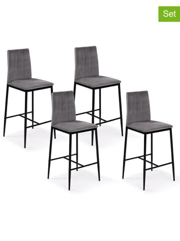 IDOMYA Factory 4-delige set: barkrukken "Jade" grijs/zwart - (B)46,5 x (H)100 x (D)43 cm