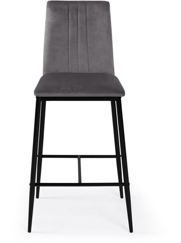IDOMYA Factory 4er-Set: Barhocker "Jade" in Grau/ Schwarz - (B)46,5 x (H)100 x (T)43 cm