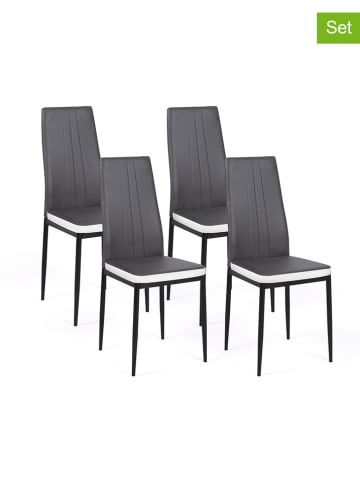 IDOMYA Factory 4er-Set: Stühle "Jodie" in Anthrazit/ Schwarz - (B)41,5 x (H)96 x (T)39 cm