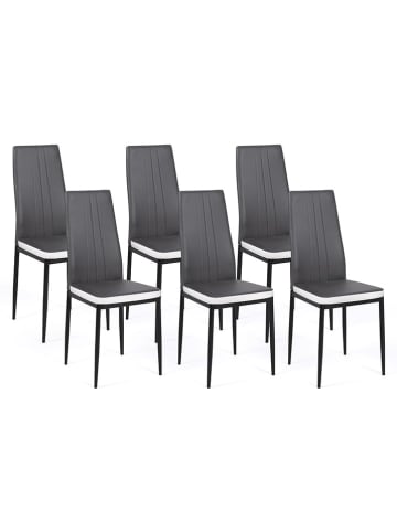 IDOMYA Factory 6-delige set: stoelen "Jodie" grijs/wit - (B)39 x (H)96 x (D)41,5 cm
