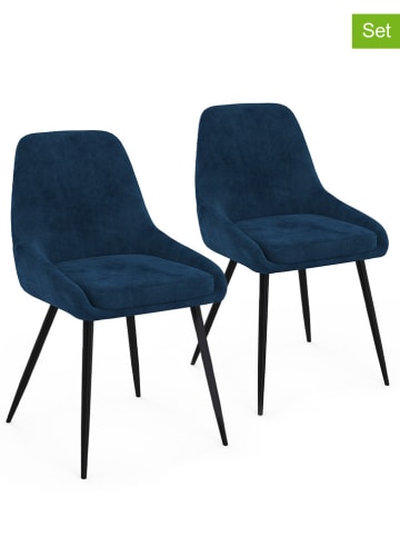 IDOMYA Factory 2er-Set: Esszimmerstühle "Olivia" in Blau - (B)47,5 x (H)79 x (T)54 cm