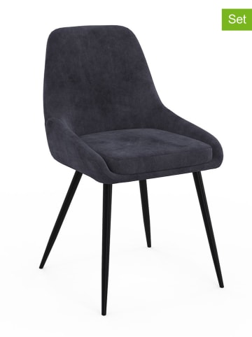 IDOMYA Factory 4-delige set: stoelen "Olivia" antraciet/zwart - (B)54 x (H)79 x (D)47,5 cm