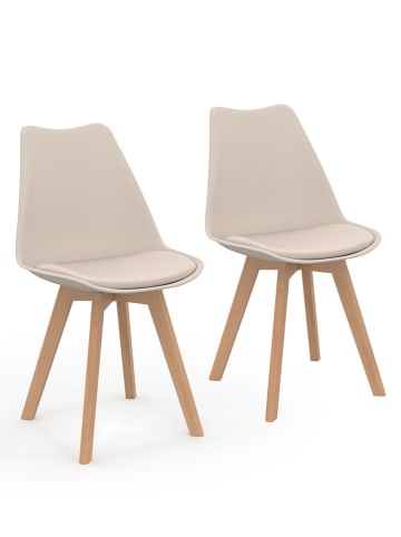 IDOMYA Factory 2-delige set: eetkamerstoelen "Nordia" beige - (B)46 x (H)79,5 x (D)51 cm
