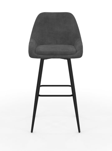 IDOMYA Factory 4-delige set: barkrukken "Olivia" grijs/zwart - (B)44 x (H)92 x (D)46 cm