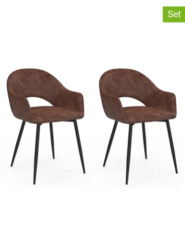 IDOMYA Factory 2er-Set: Esszimmerstühle "Rebecca" in Braun - (B)52 x (H)75 x (T)56 cm