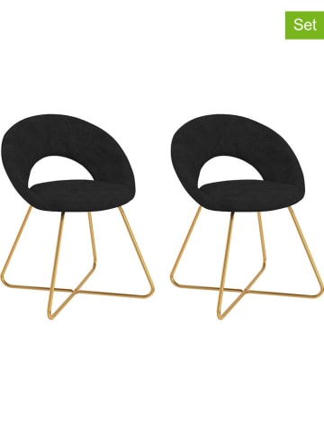 IDOMYA Factory 2-delige set: stoelen "Malone" zwart/goudkleurig - (B)50 x(H)79 x(D)60 cm