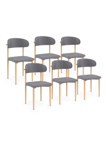 IDOMYA Factory 6er-Set: Esszimmerstühle "Callisto" in Grau - (B)48 x (H)80 x (T)47 cm