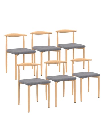 IDOMYA Factory 6-delige set: stoelen "Adam" grijs/lichtbruin - (B)50 x (H)74 x (D)48 cm