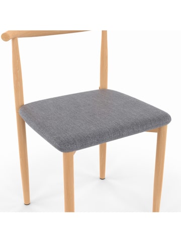 IDOMYA Factory 6er-Set: Stühle "Adam" in Grau/ Hellbraun - (B)50 x (H)74 x (T)48 cm