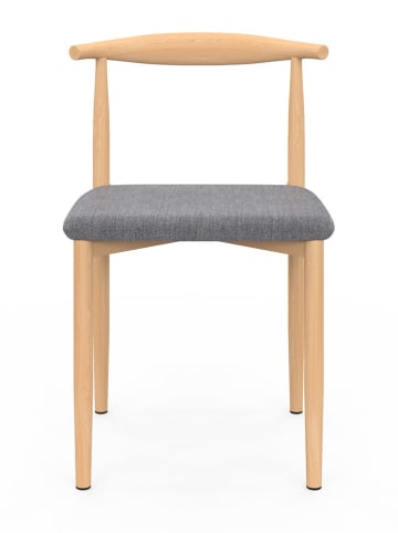 IDOMYA Factory 6-delige set: stoelen "Adam" grijs/lichtbruin - (B)50 x (H)74 x (D)48 cm